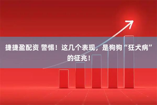 捷捷盈配资 警惕！这几个表现，是狗狗“狂犬病”的征兆！